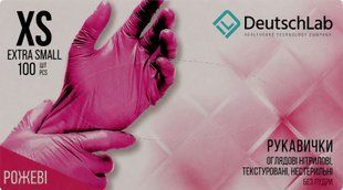 Перчатки нитриловые XS розовые без пудры DeutschLab розовые размер XS