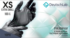 Перчатки нитриловые XS без пудры DeutschLab черные размер XS